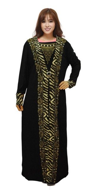 Women Lady Clothes Muslim Islamic Arab Maxi Dress Long Full Length Black Hot Drilling Kaftan Jibab Abaya Clothes Turkey Robe