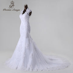 PoemsSongs2019New style high quality custom made mermaid wedding dress white ivory vestido de noiva brides dress ball gown