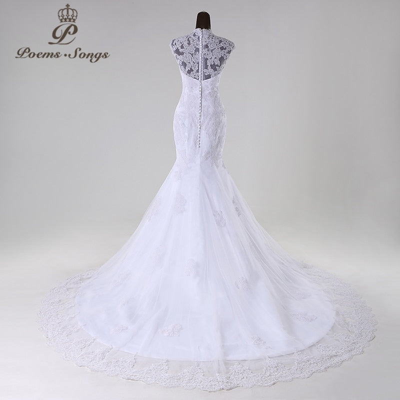 PoemsSongs2019New style high quality custom made mermaid wedding dress white ivory vestido de noiva brides dress ball gown