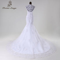 PoemsSongs2019New style high quality custom made mermaid wedding dress white ivory vestido de noiva brides dress ball gown