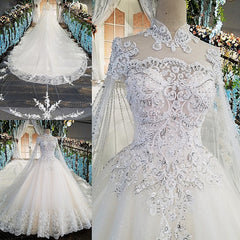 LS00169 Luxury wedding gowns with cape beaded ball gown short sleeves high neckine lace vestido de noiva princesa real photos