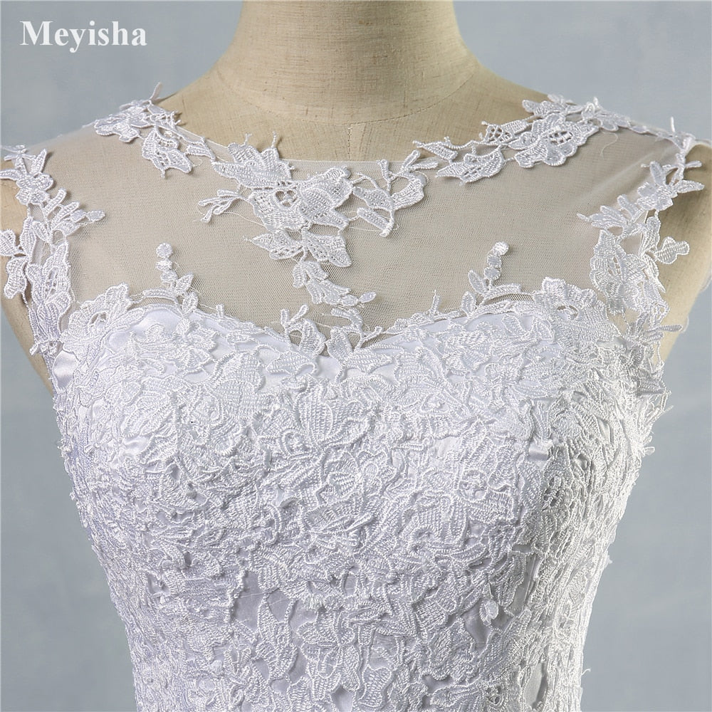 ZJ9036  2019 lace White Ivory A-Line Wedding Dresses for bride Dress gown Vintage plus size Customer made size 2-28W