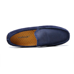 New Men Loafers Casual Summer Shoes Fashion Genuine Leather Slip On Driving Shoes Soft Moccasins Holes Comfort Light Mens Flats
