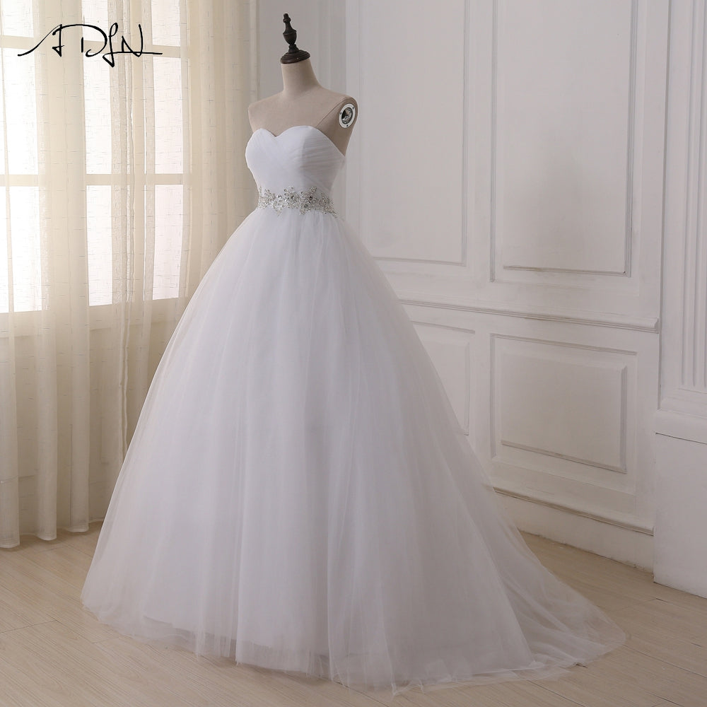 ADLN Stock Wedding Dresses Vestidos de novia Sweetheart Sweep Train Lace Applique Corset Wedding Dress Gowns Robe De Mariage