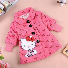 New Baby Girls Hello KItty Jacket Kids Character Cotton Keep Warm  Winter Coat Chirdren Lovely  Outwear In Stock