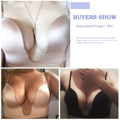 Formal dress all-match sexy invisible women's underwear bra Convertible Straps Solid Deep unlined Plunge U shape Push Up Bras