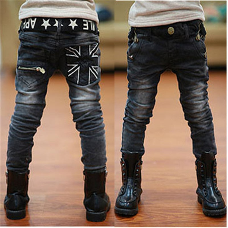 Kids boys spring autumn2017 black jeans big virgin trousers fashion pants boys brand children casual for boys chottn long pants