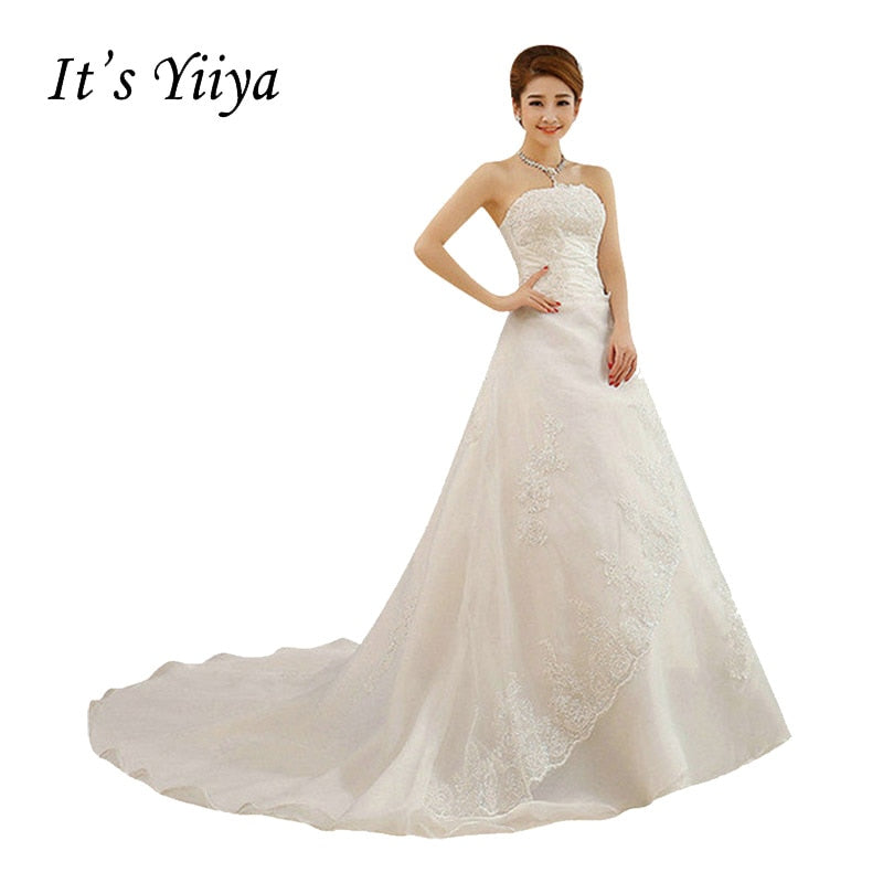 HOT Free shipping white Train wedding dress 2019 plus size fashionable Vestidos De Novia Cheap Wedding Gowns Bride Frocks XXN001