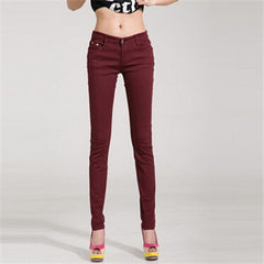 NDUCJSI Casual Jeans Women Jeans Cotton Pencil Legins Femme Skinny Jeans Mid Waist Woman Slim Fit Woman Full Length Candy Color