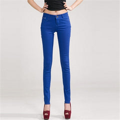 NDUCJSI Casual Jeans Women Jeans Cotton Pencil Legins Femme Skinny Jeans Mid Waist Woman Slim Fit Woman Full Length Candy Color