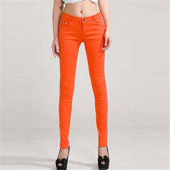 NDUCJSI Casual Jeans Women Jeans Cotton Pencil Legins Femme Skinny Jeans Mid Waist Woman Slim Fit Woman Full Length Candy Color