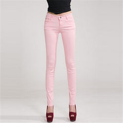 NDUCJSI Casual Jeans Women Jeans Cotton Pencil Legins Femme Skinny Jeans Mid Waist Woman Slim Fit Woman Full Length Candy Color