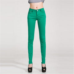 NDUCJSI Casual Jeans Women Jeans Cotton Pencil Legins Femme Skinny Jeans Mid Waist Woman Slim Fit Woman Full Length Candy Color