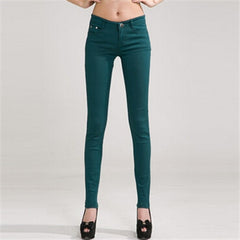 NDUCJSI Casual Jeans Women Jeans Cotton Pencil Legins Femme Skinny Jeans Mid Waist Woman Slim Fit Woman Full Length Candy Color