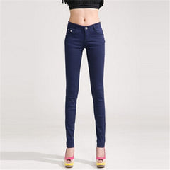 NDUCJSI Casual Jeans Women Jeans Cotton Pencil Legins Femme Skinny Jeans Mid Waist Woman Slim Fit Woman Full Length Candy Color