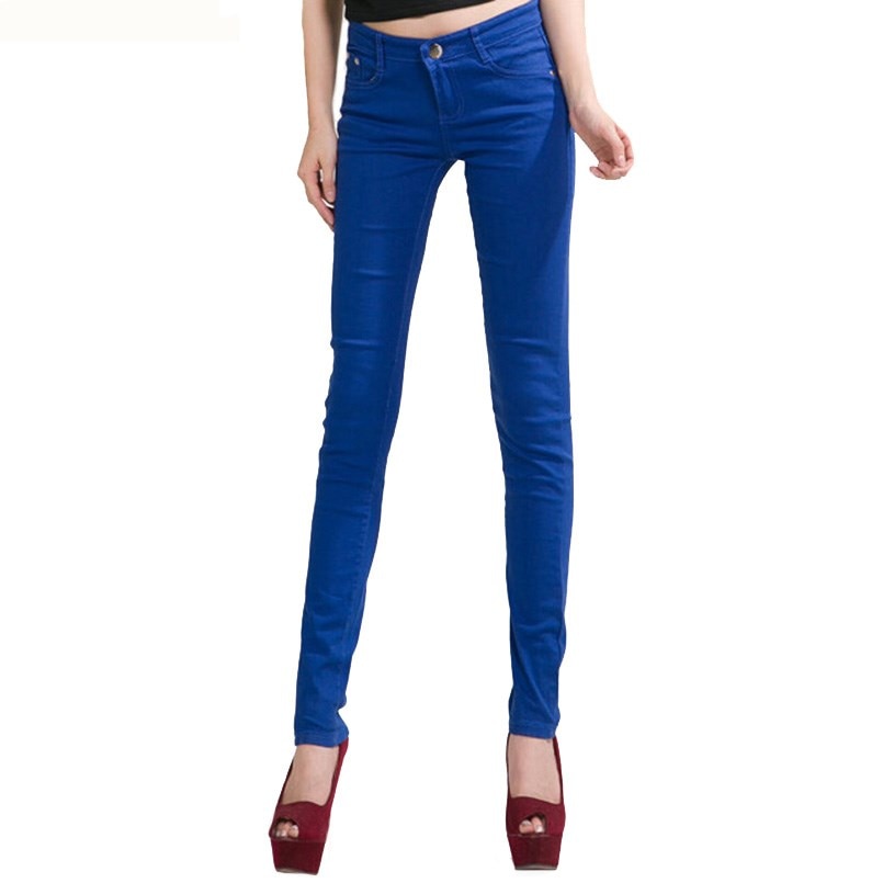 NDUCJSI Casual Jeans Women Jeans Cotton Pencil Legins Femme Skinny Jeans Mid Waist Woman Slim Fit Woman Full Length Candy Color