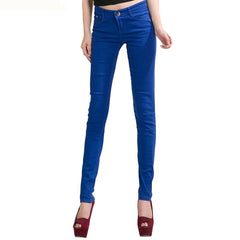 NDUCJSI Casual Jeans Women Jeans Cotton Pencil Legins Femme Skinny Jeans Mid Waist Woman Slim Fit Woman Full Length Candy Color