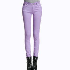 NDUCJSI Casual Jeans Women Jeans Cotton Pencil Legins Femme Skinny Jeans Mid Waist Woman Slim Fit Woman Full Length Candy Color