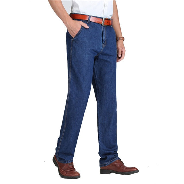 TIGER CASTLE 100% Cotton Spring Summer Men Jeans Slight Classic Denim Pants Male Washed Baggy Blue Designer Causal Jeans Man