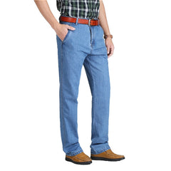 TIGER CASTLE 100% Cotton Spring Summer Men Jeans Slight Classic Denim Pants Male Washed Baggy Blue Designer Causal Jeans Man