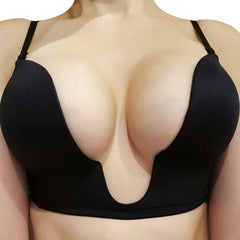 Women Deep Plunge U shape Bras Sexy Seamless blackless Adjustable Convertible Straps Push Up women's Bra for formal dress