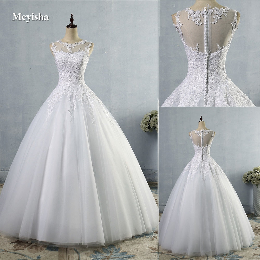 ZJ9036  2019 lace White Ivory A-Line Wedding Dresses for bride Dress gown Vintage plus size Customer made size 2-28W