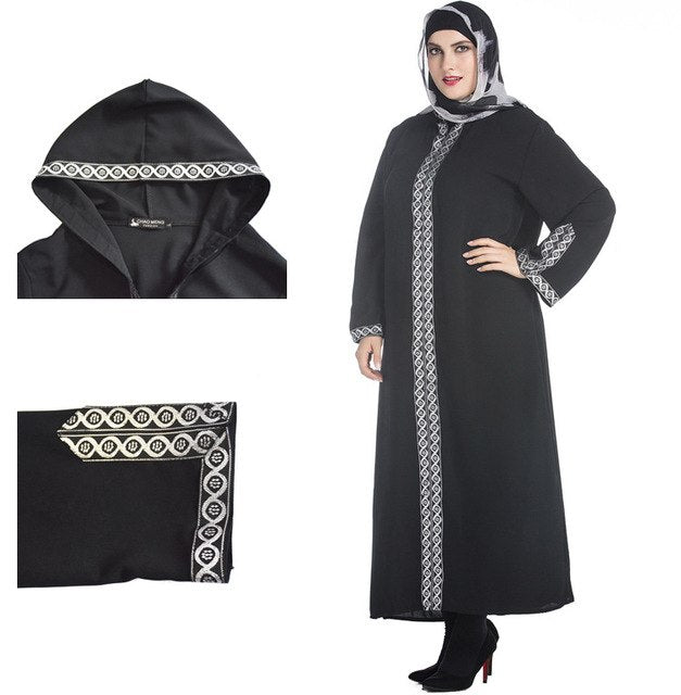 2018 Autumn Muslim Abayas for Women Hooded Robe Plus Size 7XL Islamic Jilbabs and Abayas Sexy Split Dress Arab Womens Clothing
