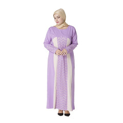 2018 Autumn Muslim Women Dress O Neck Long Sleeve Hollow Out Islamic Abaya Lace Dress Plus Size 7XL Patchwork Turkish Robe