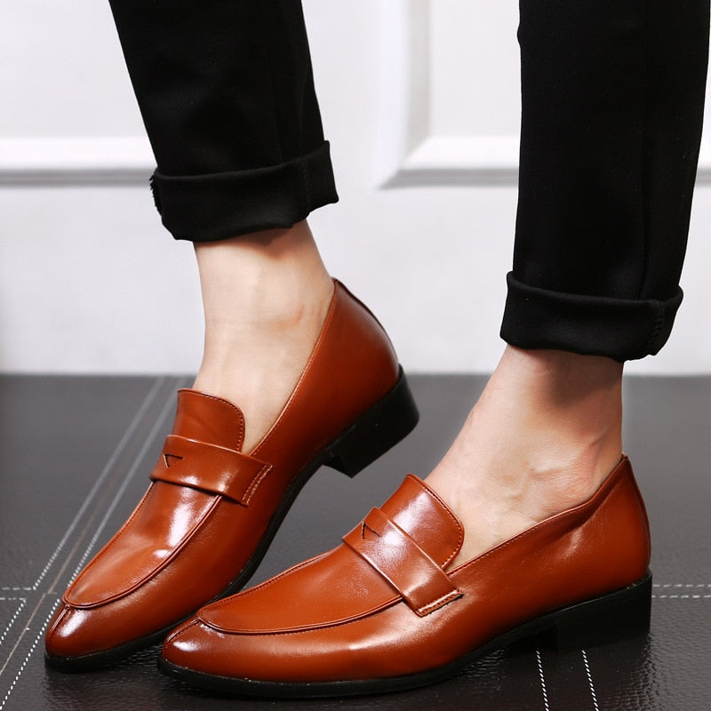 Yomior Bespoke Fashion Men Leather Shoes Handmade Men's Dress Brogue Shoe Classic Loafers Footwear Business Party Office Wedding