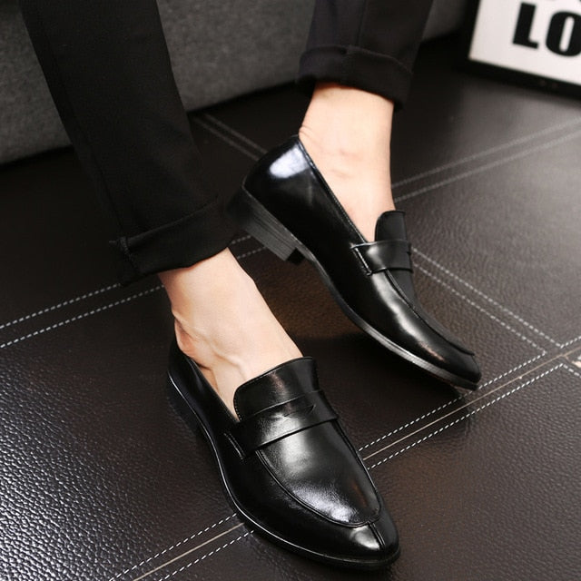 Yomior Bespoke Fashion Men Leather Shoes Handmade Men's Dress Brogue Shoe Classic Loafers Footwear Business Party Office Wedding
