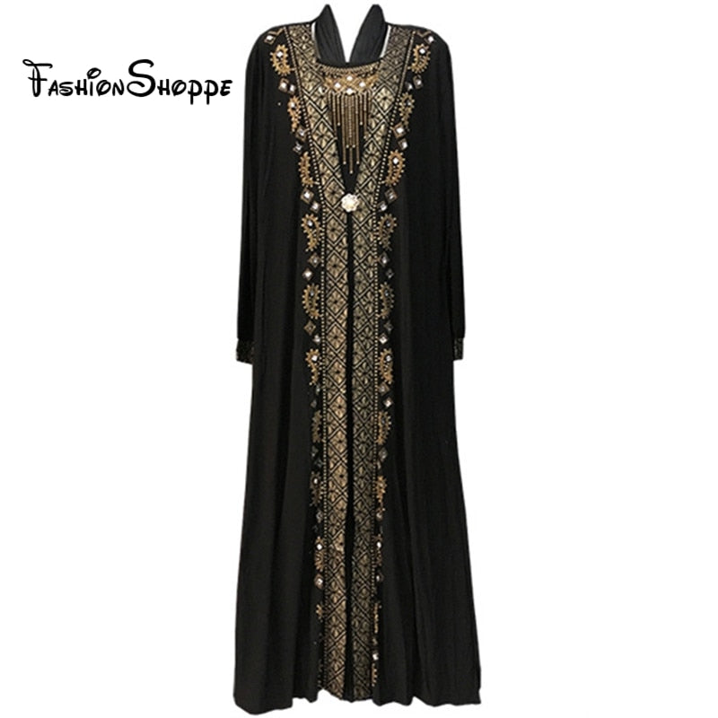free shipping Muslim black abaya islamic clothing for women embroidery rhinestone dubai kaftan robe dress turkish abaya  D253
