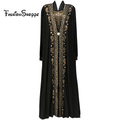 free shipping Muslim black abaya islamic clothing for women embroidery rhinestone dubai kaftan robe dress turkish abaya  D253