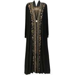 free shipping Muslim black abaya islamic clothing for women embroidery rhinestone dubai kaftan robe dress turkish abaya  D253