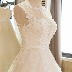 SL-1 New Arrival A-Line Sleeveless Tulle Lace Appliques Vintage Wedding Dress Boho