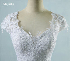 ZJ9085 2016 White Ivory Lace Tulle Wedding Dresses for cap sleeve bride dress plus size maxi formal size 2-26W