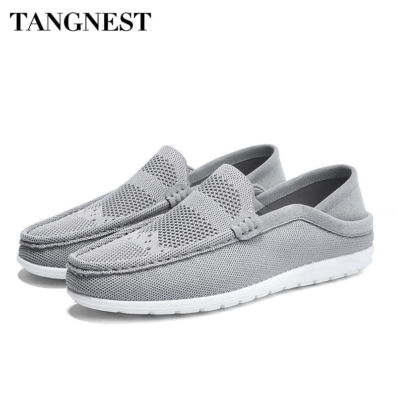 Tangnest Spring Summer Men Mesh Shoes Breathable Casual Flat Shoes Light Loafers Comfortable Fashion Lazy Men Shoes XMR2783