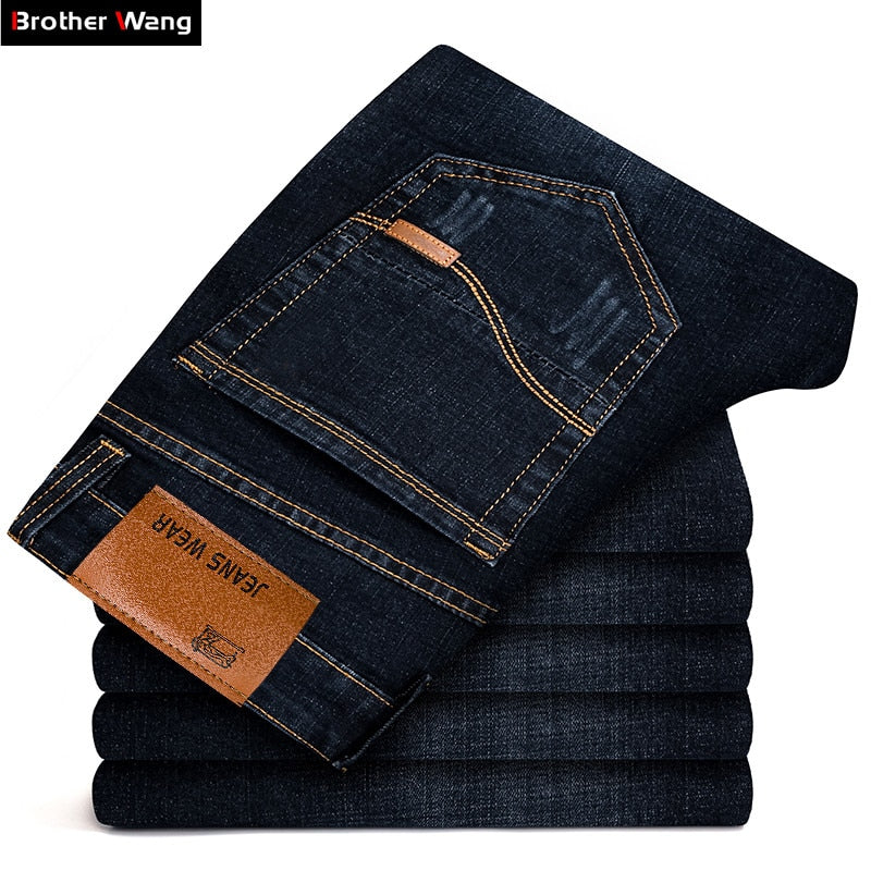 Brother Wang Brand 2018 New Men's Black Jeans Business Fashion Classic Style Elastic Slim Trousers Jeans Male 108