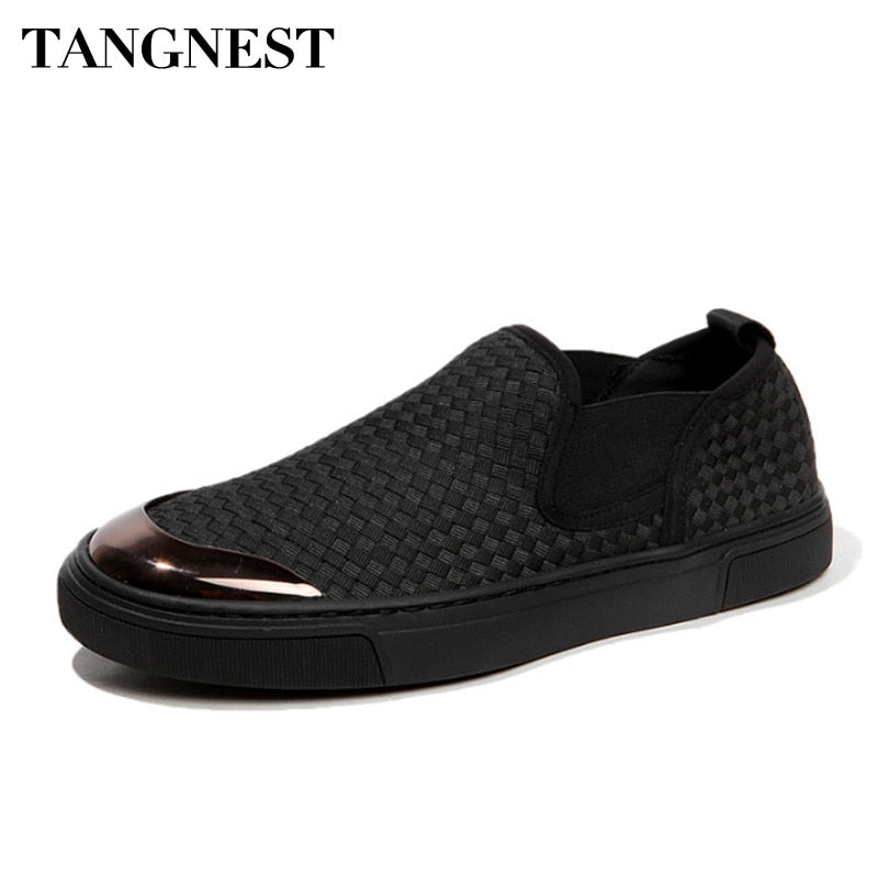 Tangnest New Men Canvas Shoes Spring Summer Breathable Woven Shoes Comfortable Loafers Lazy Men Casual Flats XMR2822