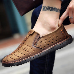 Merkmak Breathable Hole Summer Leisure Loafers for Men Hollow Out Beach Casual Shoes Soft Comfortable Driving Footwear Moccasins