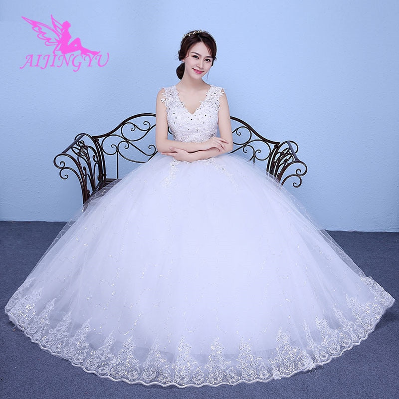 AIJINGYU 2018 white free shipping new hot selling cheap ball gown lace up back formal bride dresses wedding dress WK149