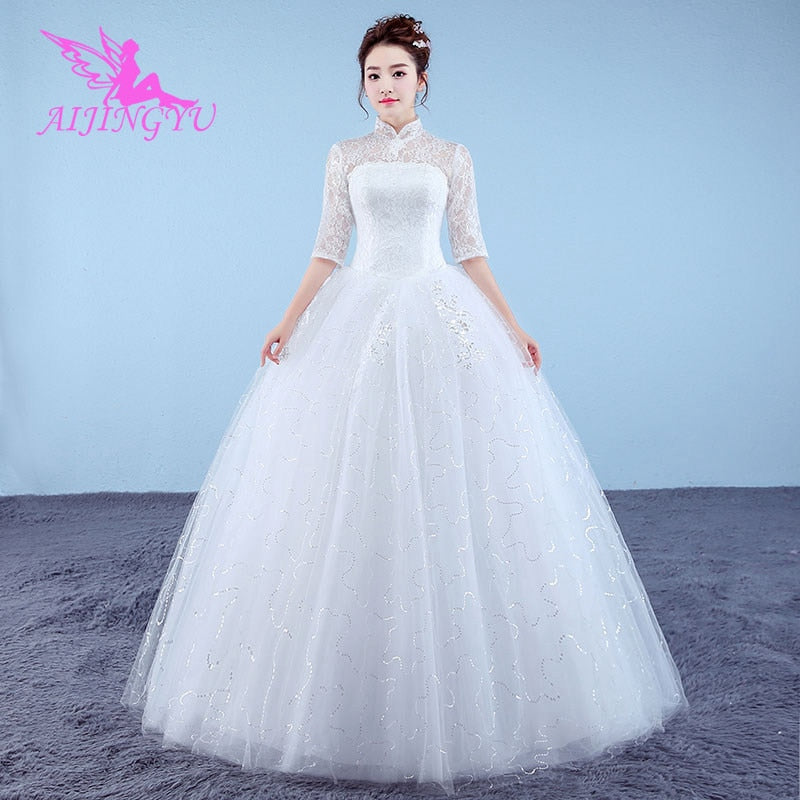 AIJINGYU 2019 princess free shipping new hot selling cheap ball gown lace up back formal bride dresses wedding dress WK834