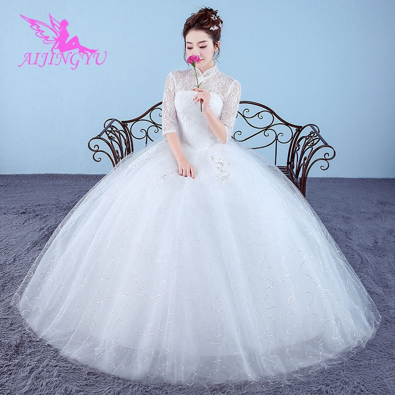 AIJINGYU 2019 princess free shipping new hot selling cheap ball gown lace up back formal bride dresses wedding dress WK834