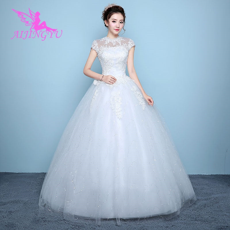 AIJINGYU 2018 elegant free shipping new hot selling cheap ball gown lace up back formal bride dresses wedding dress WK136