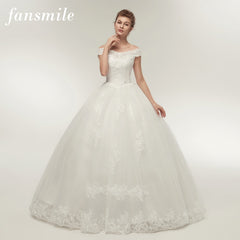 Fansmile Korean Lace Applique Ball Gowns Wedding Dresses 2019 Plus Size Bridal Dress Princess Wedding Gown Real Photo FSM-003F