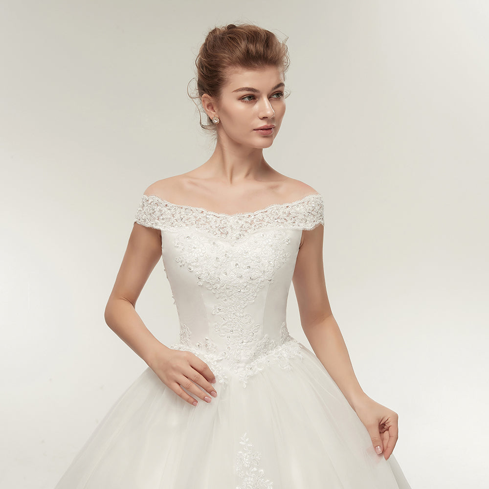 Fansmile Korean Lace Applique Ball Gowns Wedding Dresses 2019 Plus Size Bridal Dress Princess Wedding Gown Real Photo FSM-003F
