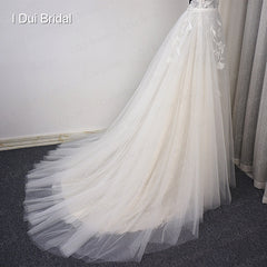 V Neck Beach Wedding Dress Real Price Lace Appliqued Illusion Bare Back Bridal Gown 2019 New