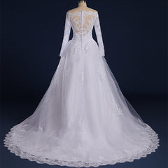 QQ Lover 2019 Boat Neck Long Sleeves Lace Wedding Dress Plus Size Custom-Made Vestido De Noiva 2019