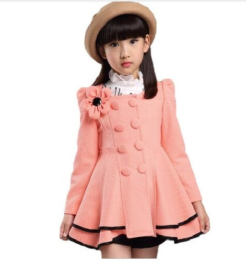 Hot New Girls clothing Baby Coats for Girls Flower Jackets For Spring Autumn Kids Clothes Double-Breasted Top children Outwear
