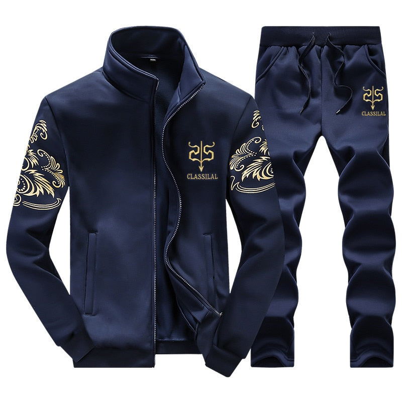 2018 Spring Autumn Men's Sportswear Suit Clothing Set Tracksuit Men 2 pieces Casual Sweatshirts Pants Plus Size 6XL 7XL 8XL 9XL