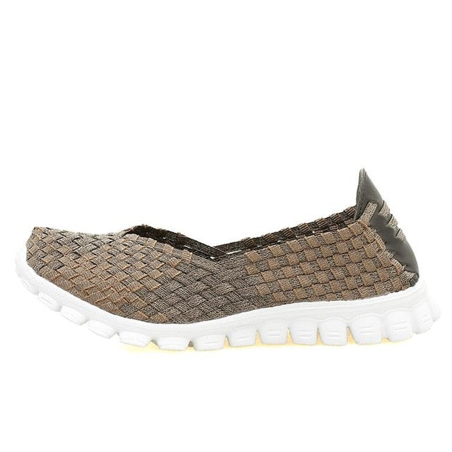 2017 new hollow fabric shoes female flying net air movement hand weaving increased thick shoes elastic woven belt  sport shoe